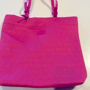 Michael Kors Jet Set Womens MK Signature Tote Purse Bag Pink Zinnia Neoprene